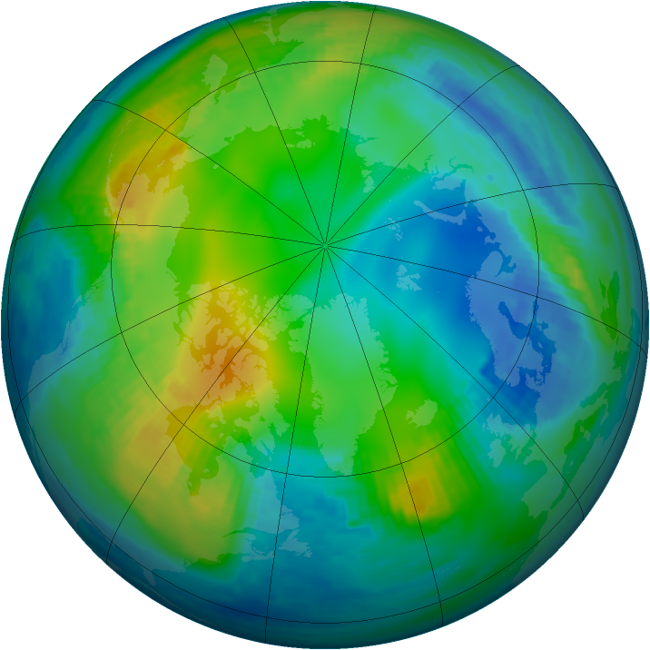 Arctic ozone map for 17 November 1989